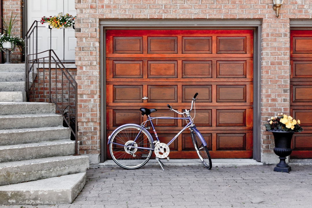 bike in front of garage door