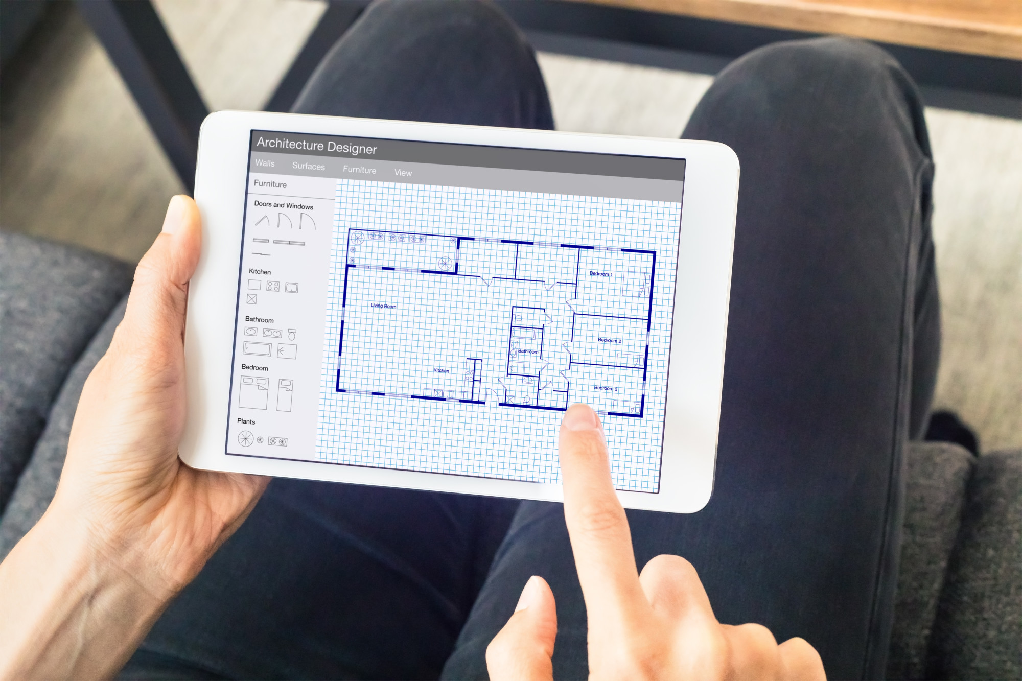 simple floor plan on tablet