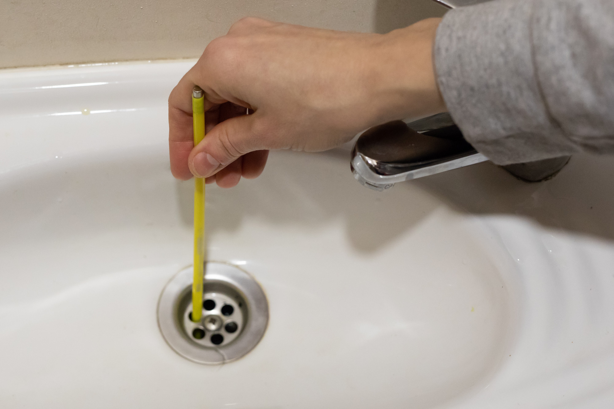 clearing a slow draining bathroom sink